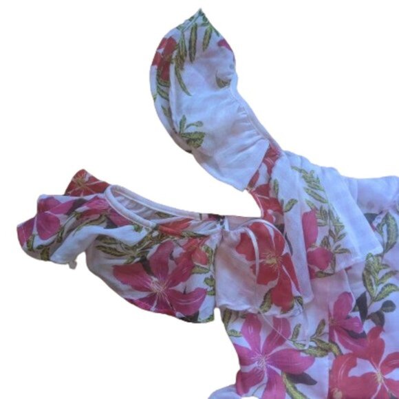 GUESS Peplum White Red Floral Blouse Top XS NEW NWT - Picture 5 of 6